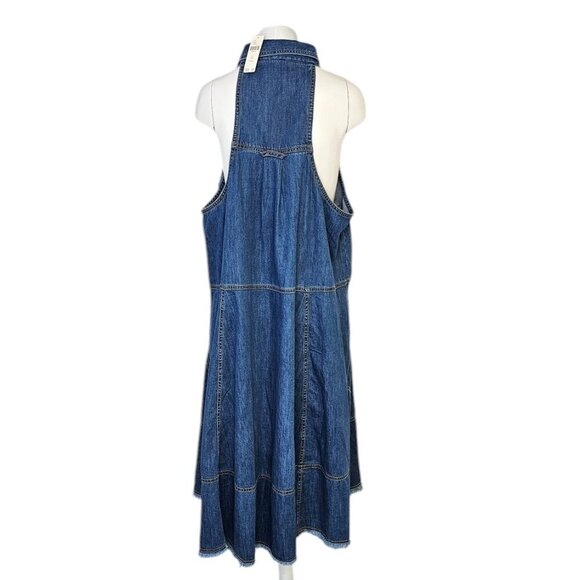 Anthropologie Pilcro Sleeveless Halter Swing Midi Dress Denim Size 1X NWT Jean - Picture 4 of 11